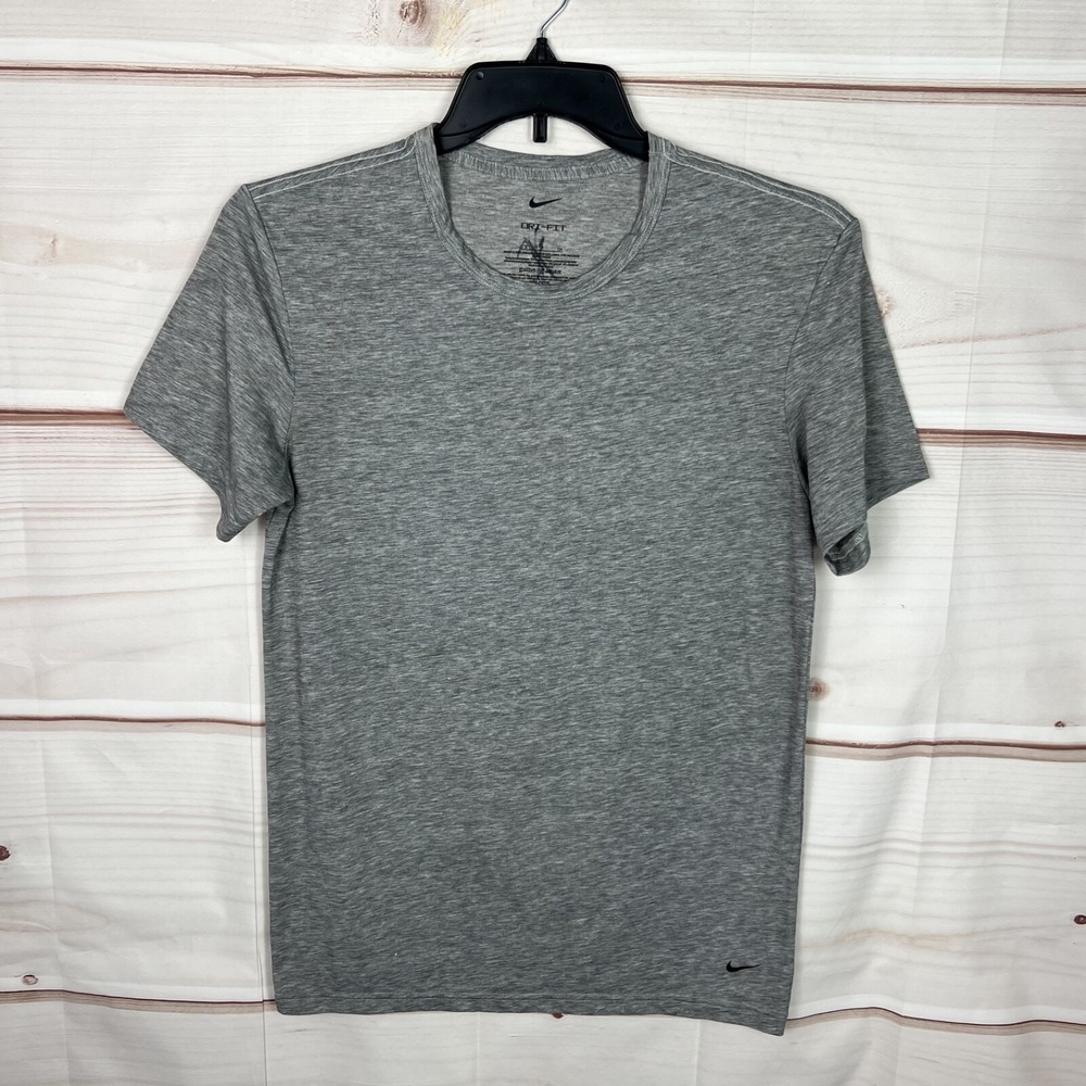 Nike T-Shirt Mens S Gray Crew Neck Dri-Fit Short Sleeve Solid Active Performance